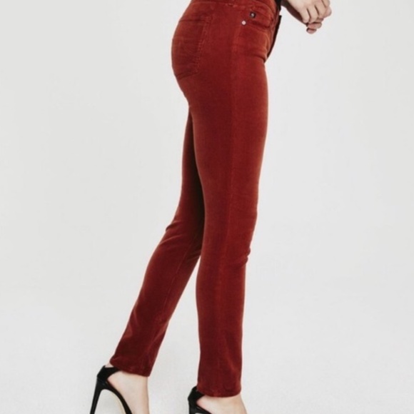 AG - Adriano Goldschmed Maroon Corduroy 'The Legging Super Skinny' Mid-Rise Pant - Picture 3 of 16
